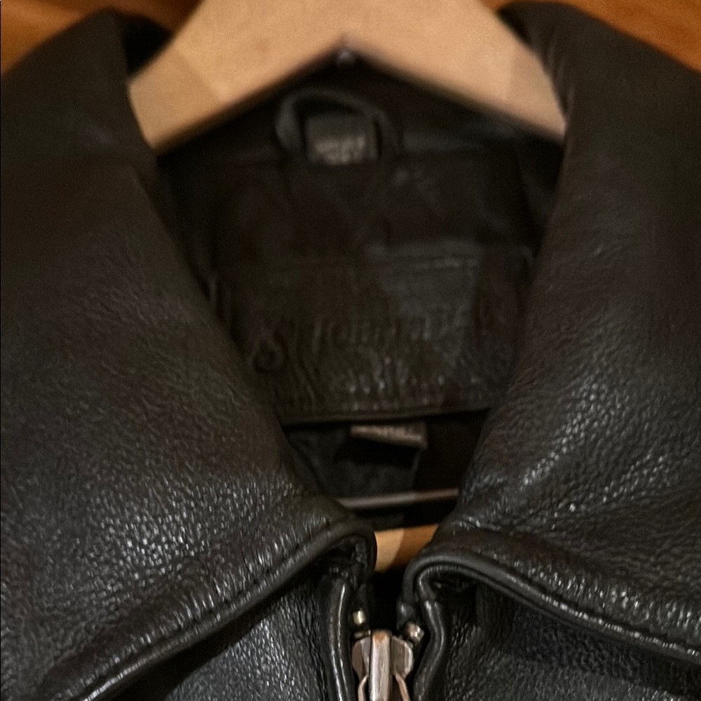 St. John's Bay Black Leather Bomber Jacket